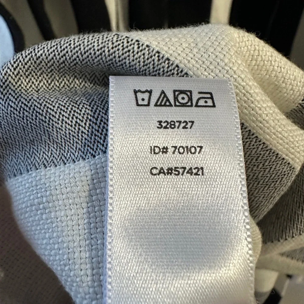 Ann Taylor Loft Black White Striped Cotton Linen Pleated Fit Flare Dress Sz 8 - Picture 5 of 7